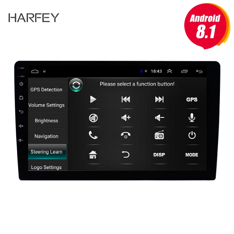 Автомобильный мультимедийный плеер Harfey 2Din 9 дюймов Android 8 1 GPS навигация HD 1024*600