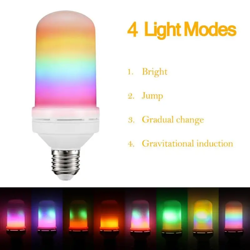 Креативная лампа с 3 режимами + датчиком гравитации пламенная E27 мерцающий эффект