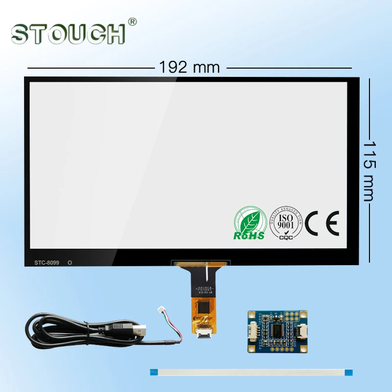 

8-дюймовый сенсорный экран + USB плата драйвера, емкостный дигитайзер, комплект для планшета Raspberry Pi, ПК, дигитайзер, сенсорная панель, Windows 7, 8, 10...
