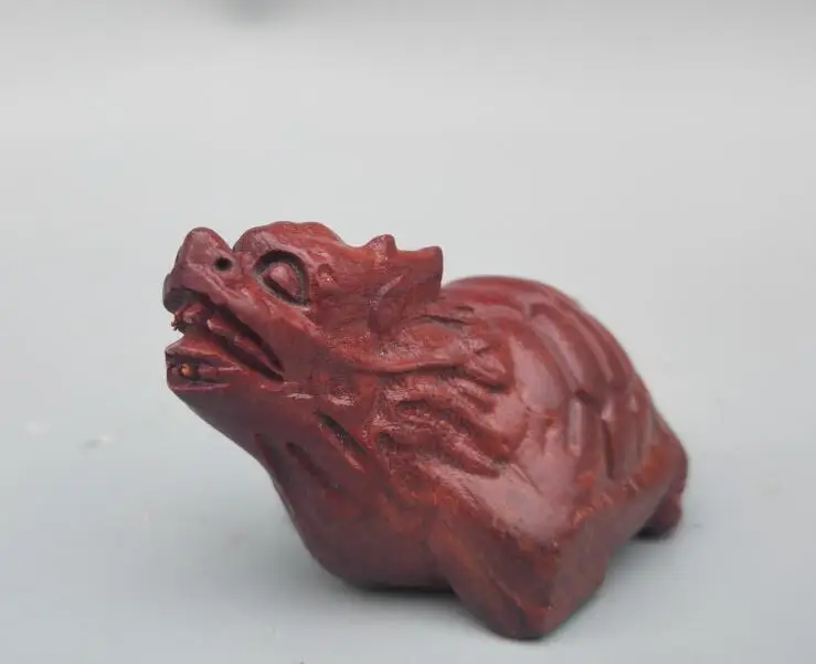 Китайская Домашняя Коллекция ручная работа резьба по дереву черепаха дракона маленькая статуя