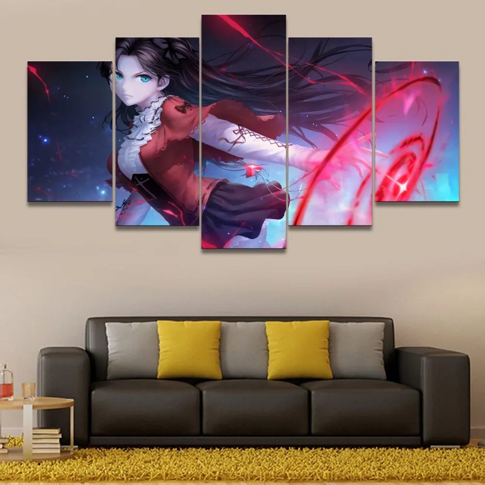 Холст HD печати аниме плакаты постеры стены искусства 5 шт. Fate Stay Night Rin Тосака