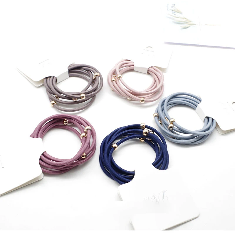 6 шт./лот Модные Цветные волосы веревка резинки для волос хвост держатель Золотой