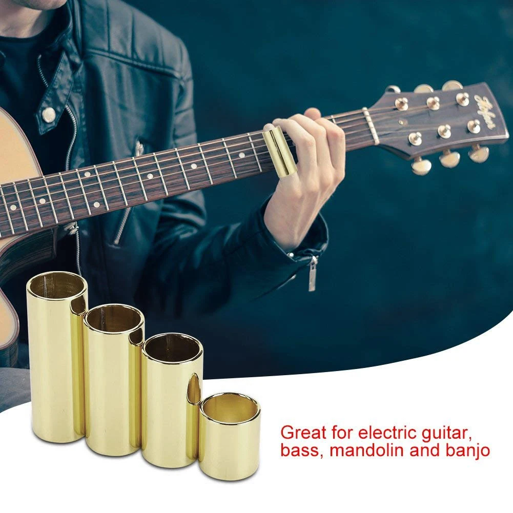 SEWS-Electric Guitar Slide Bar 4pcs One Set Golden copper Bass Lap Stick For Electric | Спорт и развлечения