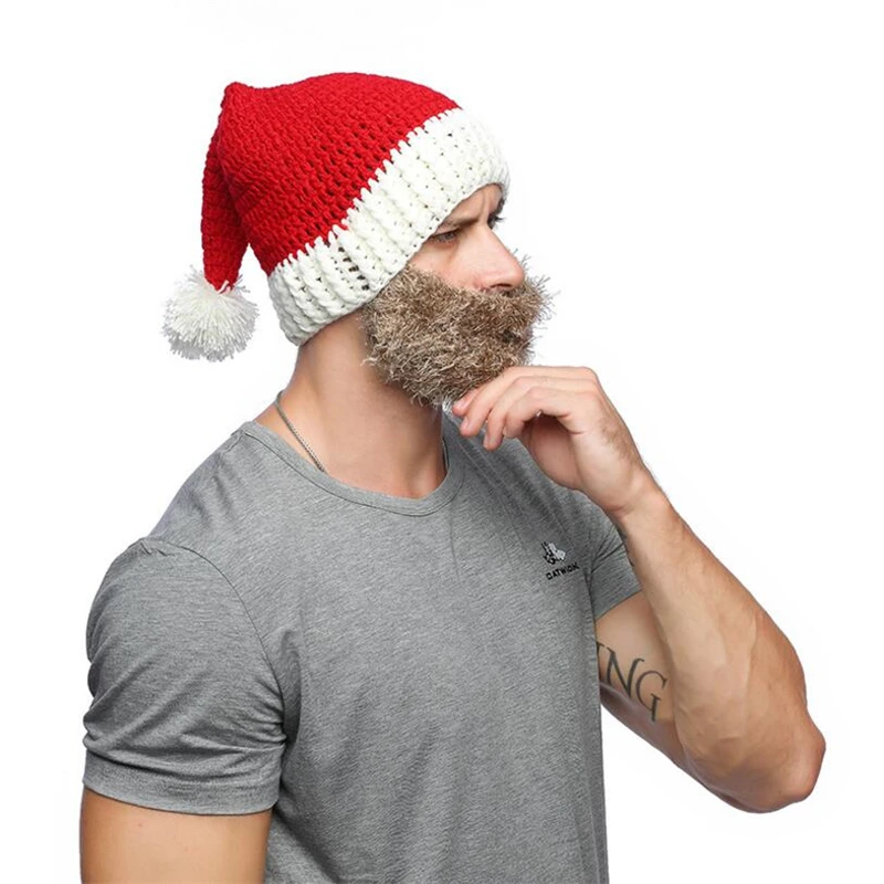 IANLAN Unisex Halloween/Christmas Funny Santa Claus Hats Winter Casual Caps Beard Style Mask Beanies for Men Women IL00197 | Аксессуары