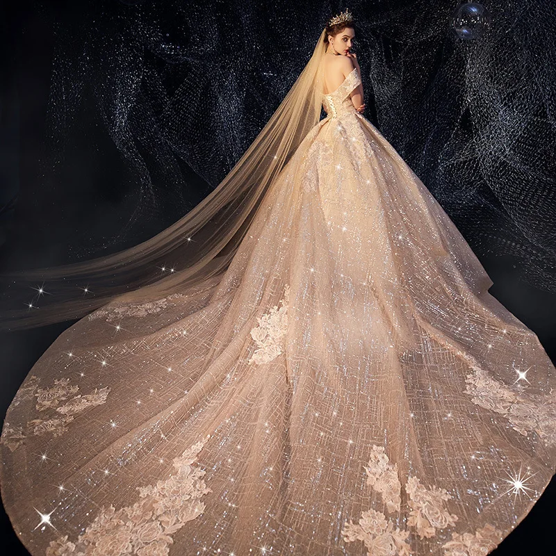 Роскошное блестящее свадебное платье Vivian's Bridal 2019 сексуальное без бретелек с