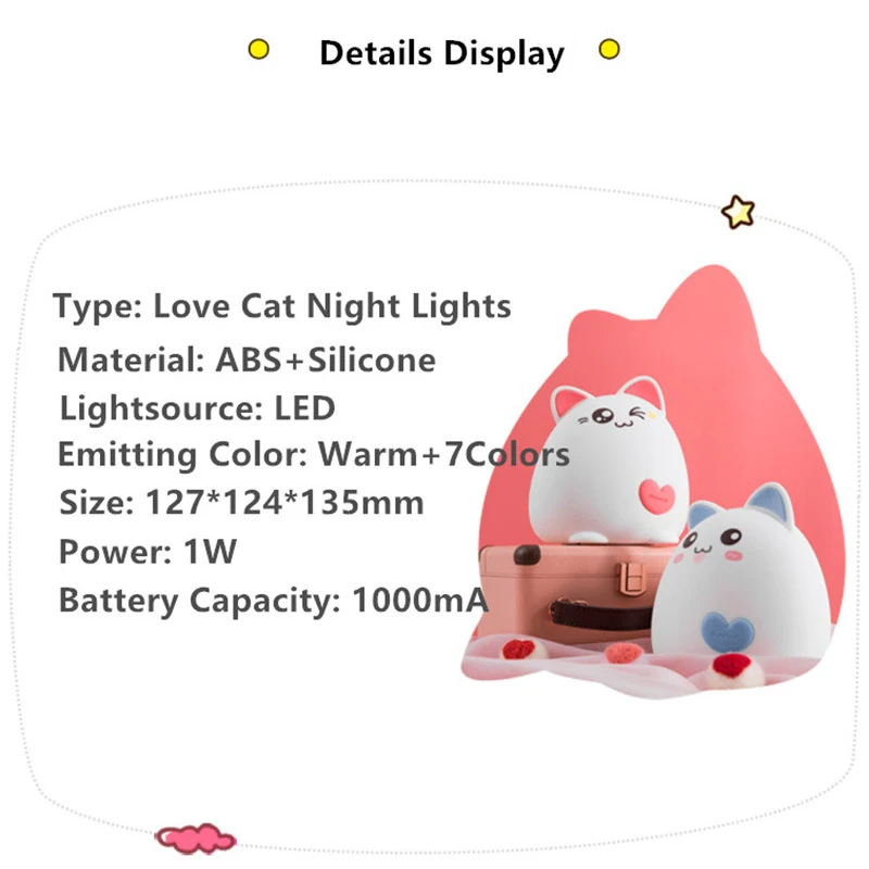 Любовь Стиль светодиодные ночные светильники Usb Перезаряжаемый пресс управление