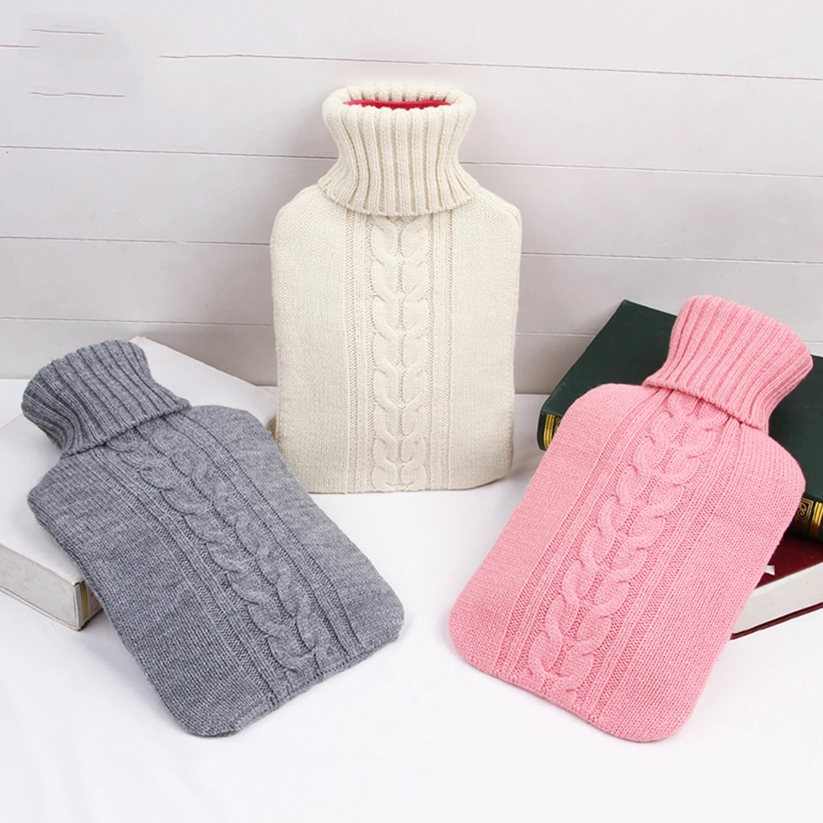 2L Premium Soft Knitted Cover For Hot Water Bottle Bag Quick Pain Relief And Comfort (Pink / Red Black Gray) | Бытовая техника