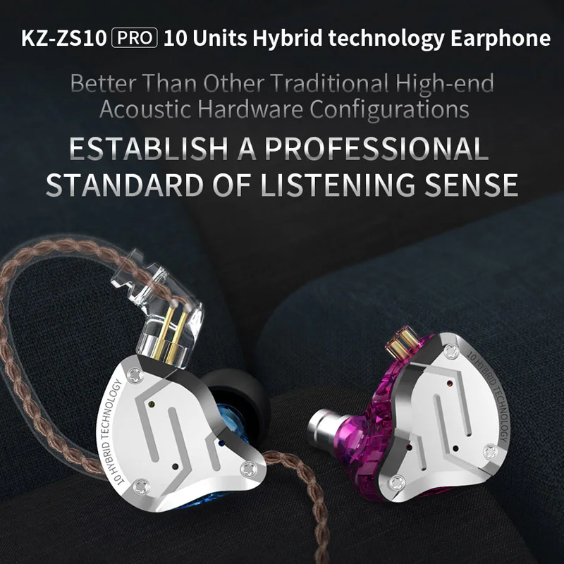 KZ ZS10 Pro металлическая гарнитура 4BA + 1DD гибридные 10 шт. HIFI басовые наушники вкладыши