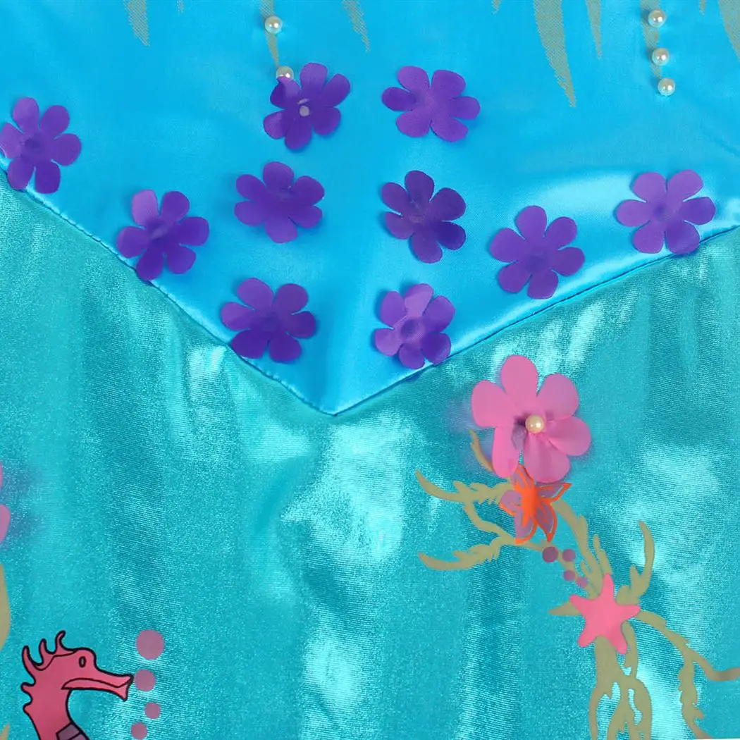 AmzBarley Girls Dress Little Mermaid Princess Ariel Costume Seahorse Cosplay outfits Toddler Halloween Birthday Party clothes | Детская