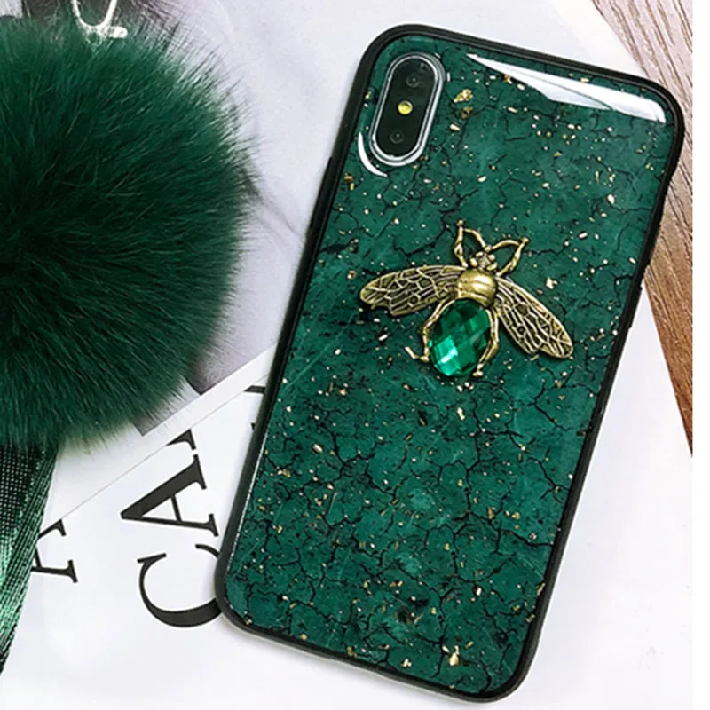 Роскошный чехол для телефона с золотой фольгой Пчелой и мрамором iPhone 7 8 6 Plus X XR XS MAX