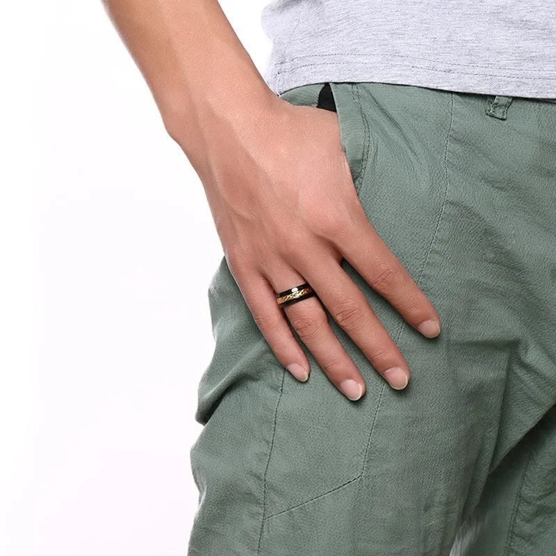 Vnox уникальное мужское кольцо золотого и черного цвета два тона из нержавеющей