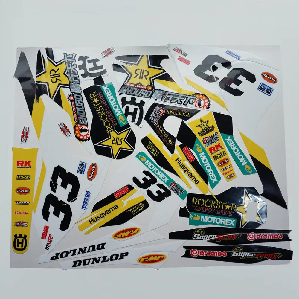 KUNGFU GRAPHICS Dirt Bike Decals Kit Motocross Stickers Wrap for Husqvarna TE FE 125 150 250 300 350 450 501 2017 2018 2019 #33 |