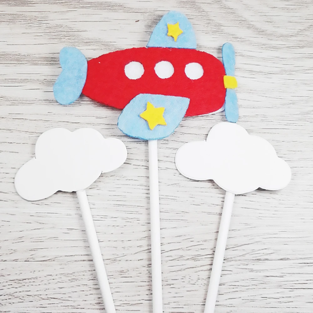 11Pcs Cake Topper Airplane Hot Air Ballon Birthday Flags Rocket Cloud Babyshower Wedding Party Baking Decor Cupcake | Дом и сад
