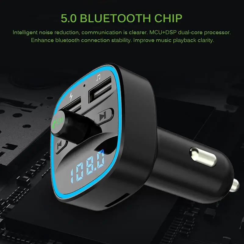 Onever FM модулятор 5V2.4A fm передатчик с двумя usb портами автомобильное зарядное