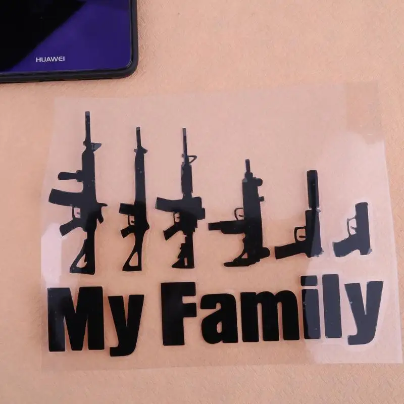 MY FAMILY Words Gun Car Sticker Reflective Window Vinyl Decals | Автомобили и мотоциклы