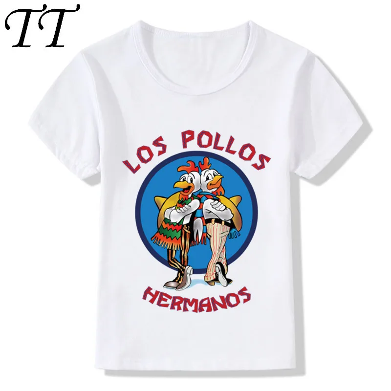 Детская летняя дизайнерская забавная футболка LOS POLLOS HERMANOS детская одежда для
