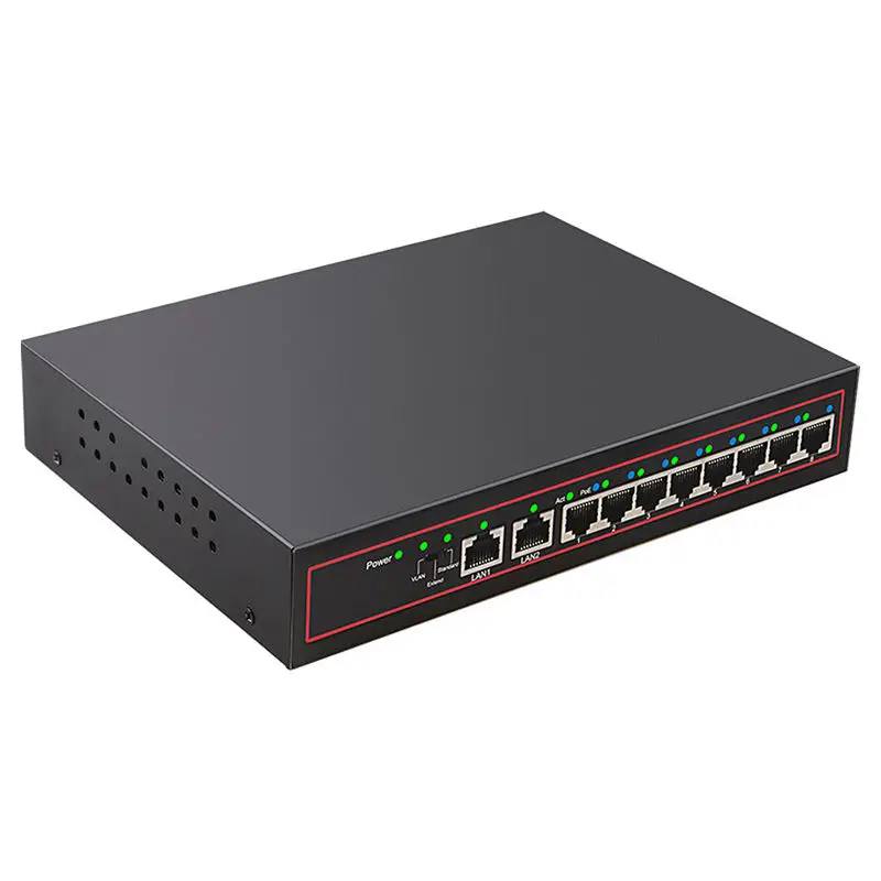 Diewu 10 Port Spoe Gigabit Ethernet Network Switch 10/100Mpbs Hub 8 Ports Poe Power Injector For Ip Camera(Eu Plug) | Компьютеры и