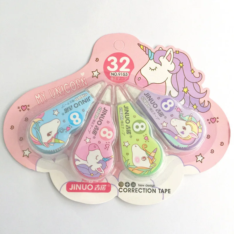 4pcs/lot Cute Unicorn Correction Tape Cartoon Animal School Writing Corrector Tools For Office Kawaii Stationery Supplies | Канцтовары