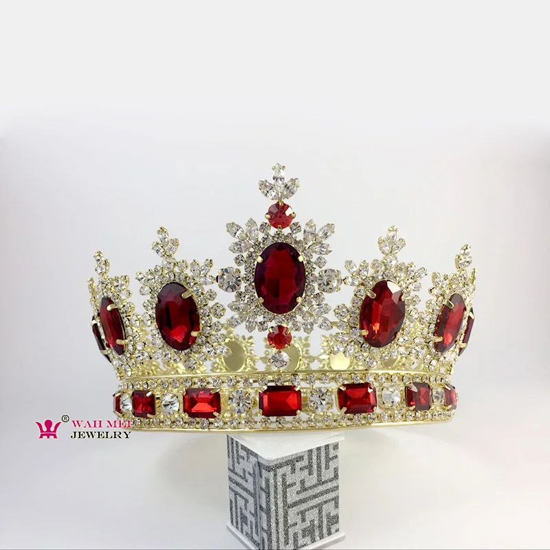 Полноразмерная большая круглая корона для женщин красная прозрачная белая