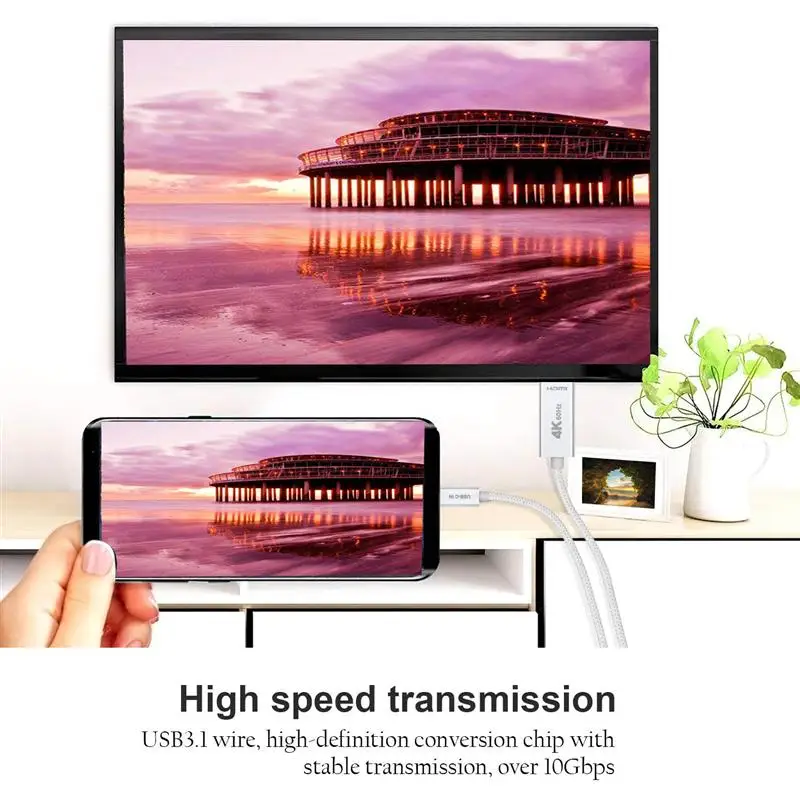 Кабель-Переходник USB C на HDMI 4K @ 60 Гц Тип usb с разъемами типа и кабель [порта Thunderbolt 3]