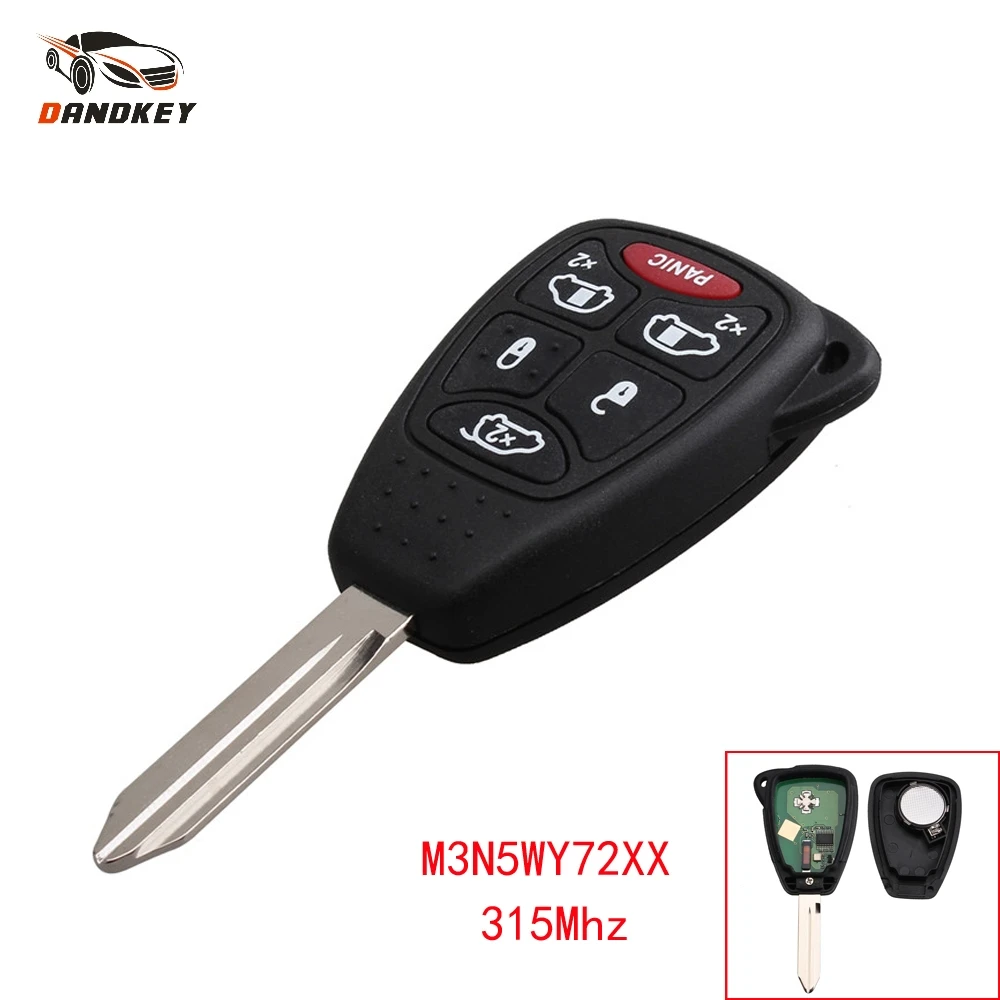

Dandkey M3N5WY72XX 5+1 6 Buttons Fob For Jeep Chrysler 300 Town Country Dodge Caravan 2004-2007 315Mhz Smart Remote Car Key