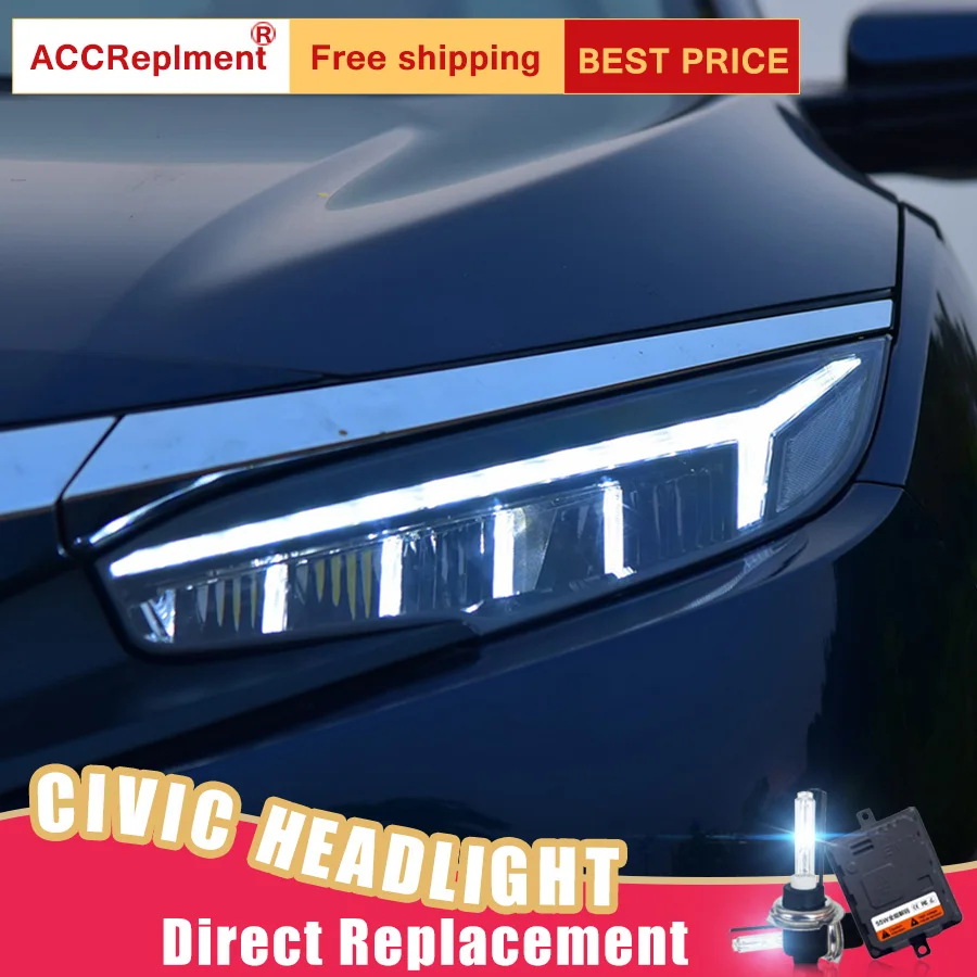 2 шт. светодиодный светодиодные фары для Honda Civic 2016-2018 | Автомобили и мотоциклы