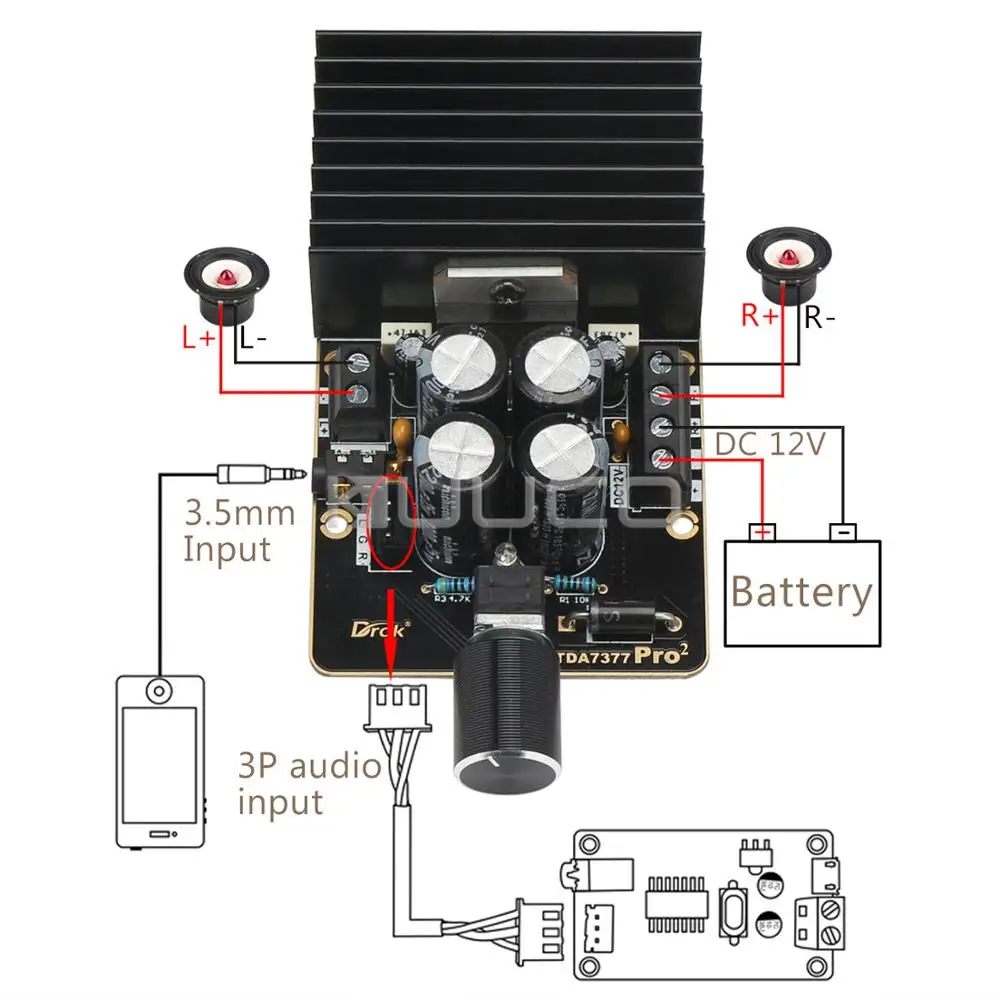 Amplifier Board 35W x Power Amplifier/Audio DC 9~18V 12V Stereo Amplifier/Finished for DIY Speaker | Обустройство дома