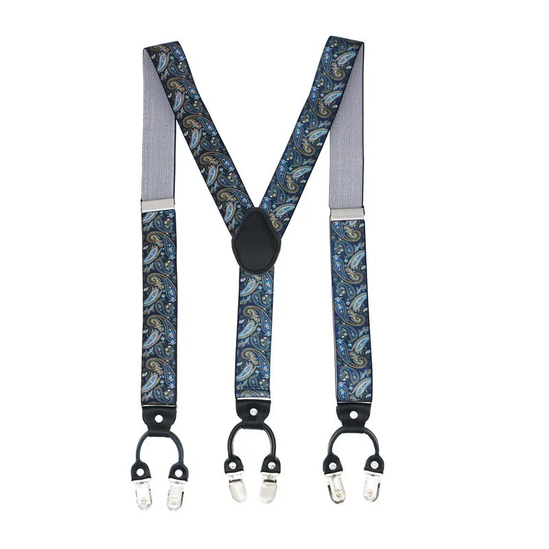 Black Real Leather 6 Clips Suspenders Braces Vintage Casual Suspensorio Tirante Trousers Strap Bretele Dad/Husband's Gift|Мужские