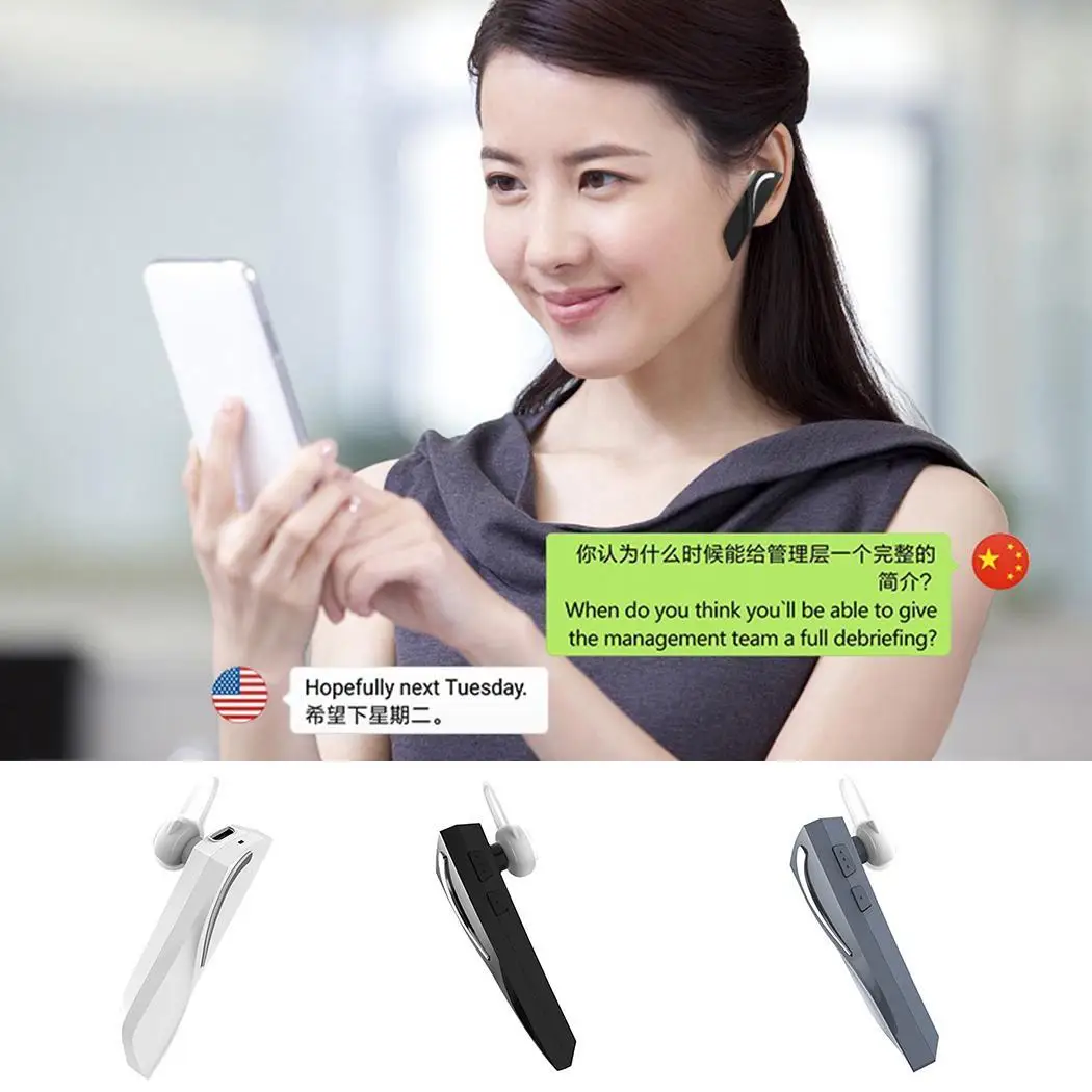 New Intelligent Multi-Language Instant Speech Translator Voice with Wireless Bluetooth Earphone for Meeting | Электроника