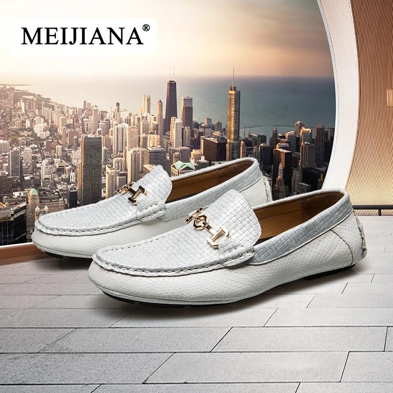 MEIJIANA Black and White Loafers Men Boat Shoes Summer Light Men's Casual Driver | Обувь