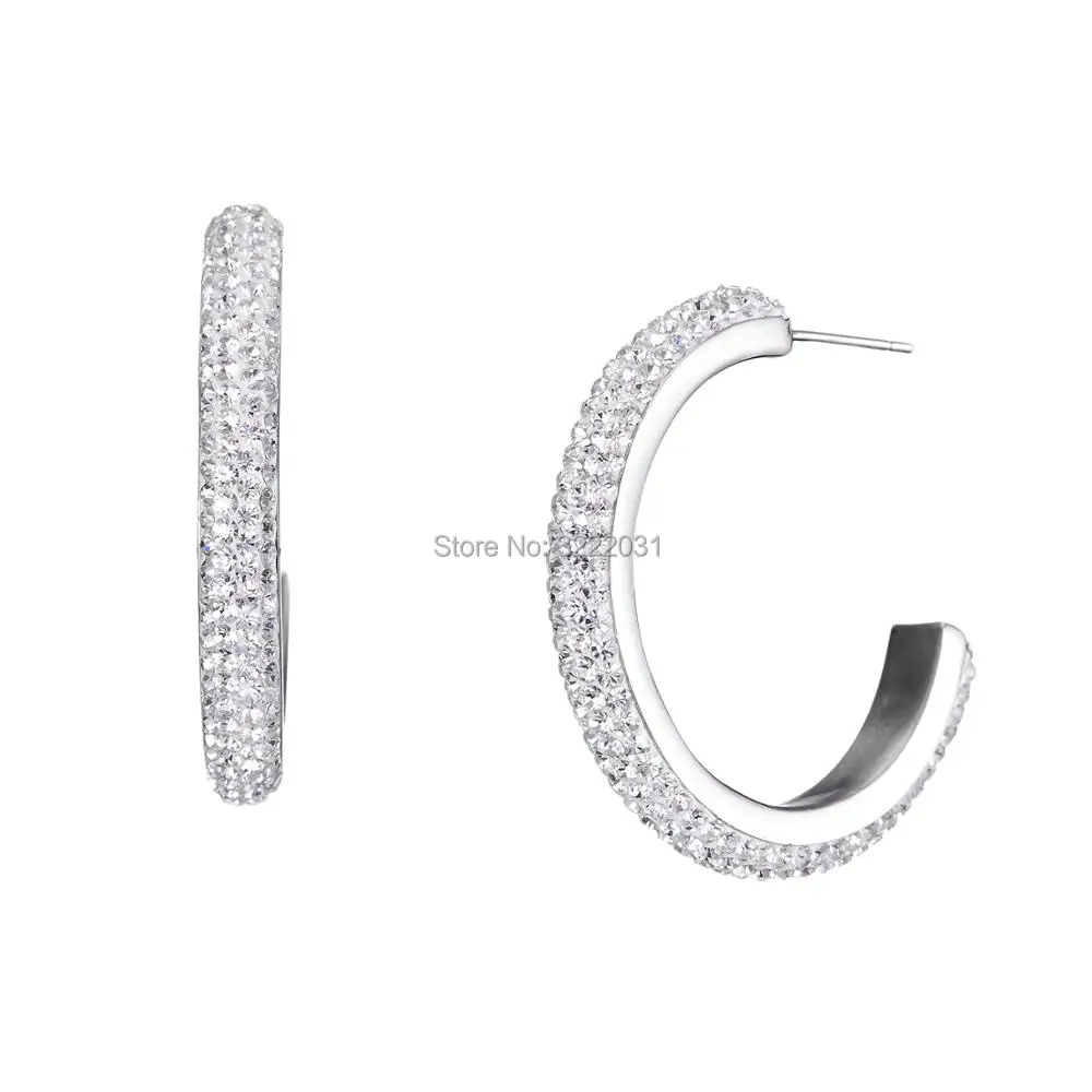Stainless Steel Women Crystal Pave Setting Earring High Quality Girls Austria Jewelry 2019 Summer Princess Earrings New | Украшения и