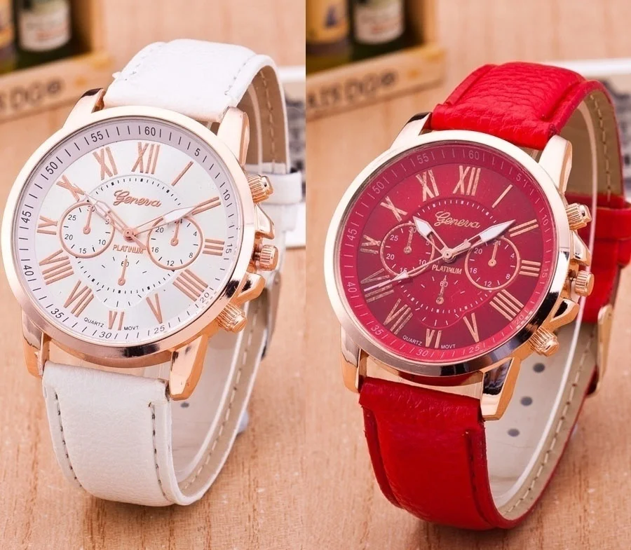 Модные повседневные женские Ретро часы Спортивные кварцевые мужские кожаный
