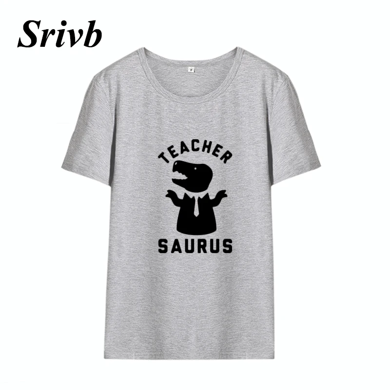 Женская футболка с коротким рукавом Srivb Teacher Saurus Harajuku Kawaii черно-белая рисунком из