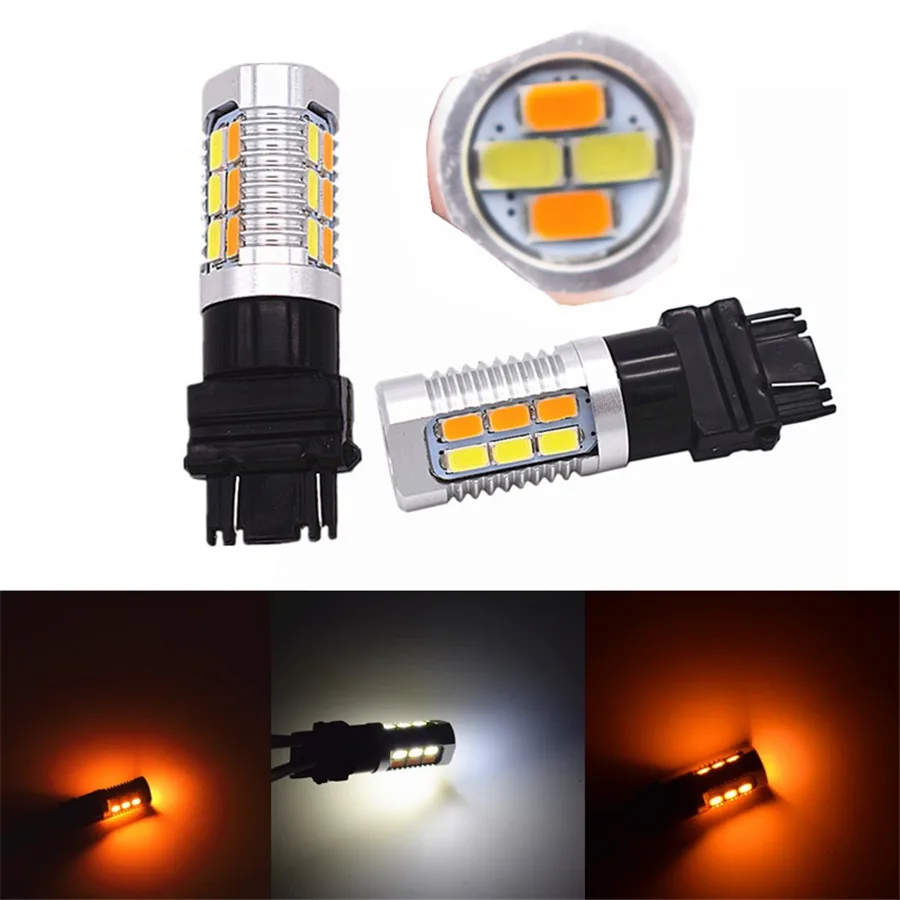 

12V 3157 T25 5630 22 SMD Switchback Amber/White 22LEDs LED Bulbs DRL Dual Colors Light 1 Pair
