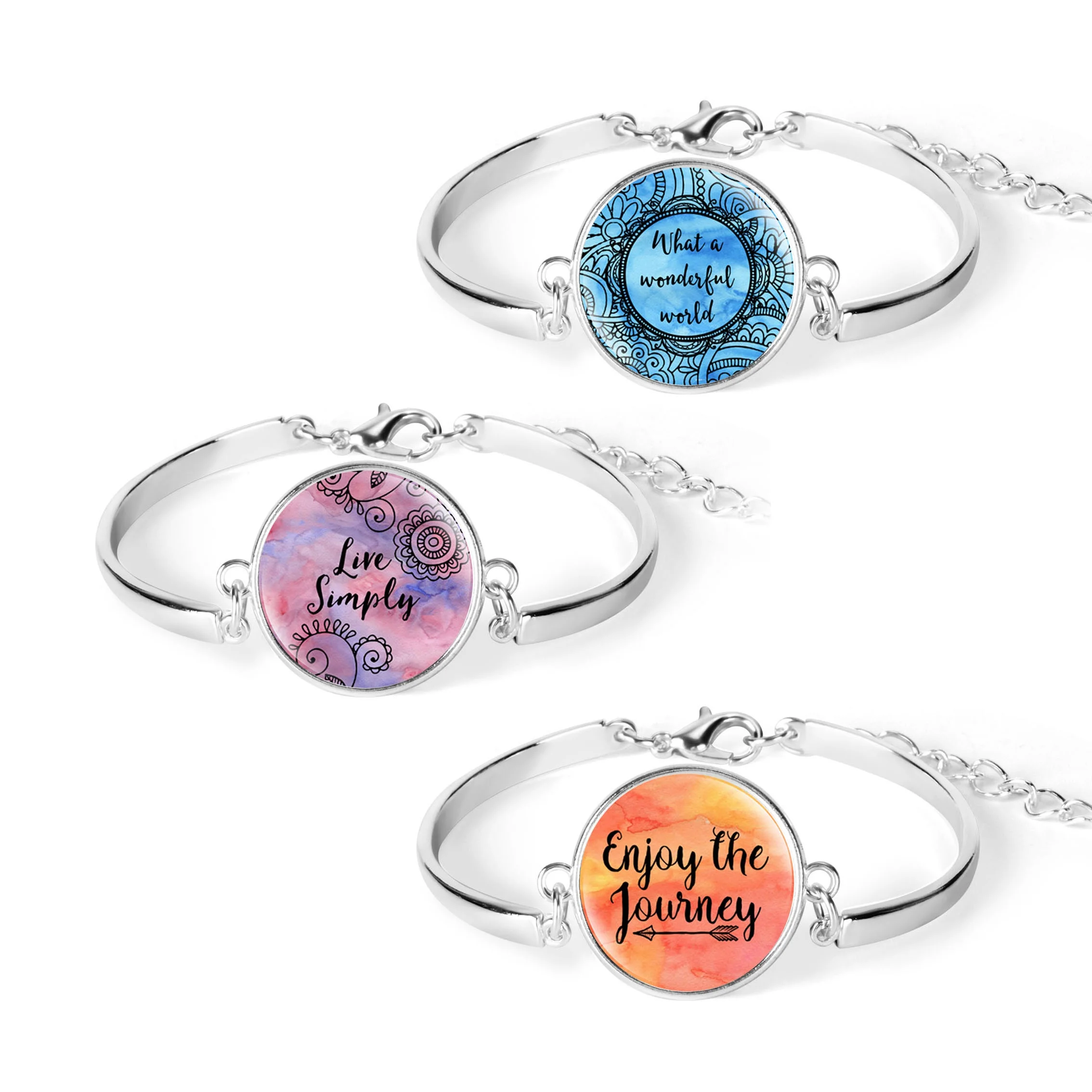 Оптовая продажа 3 шт Дикий в сердце стеклянная цепь из кабошона браслет Цитата