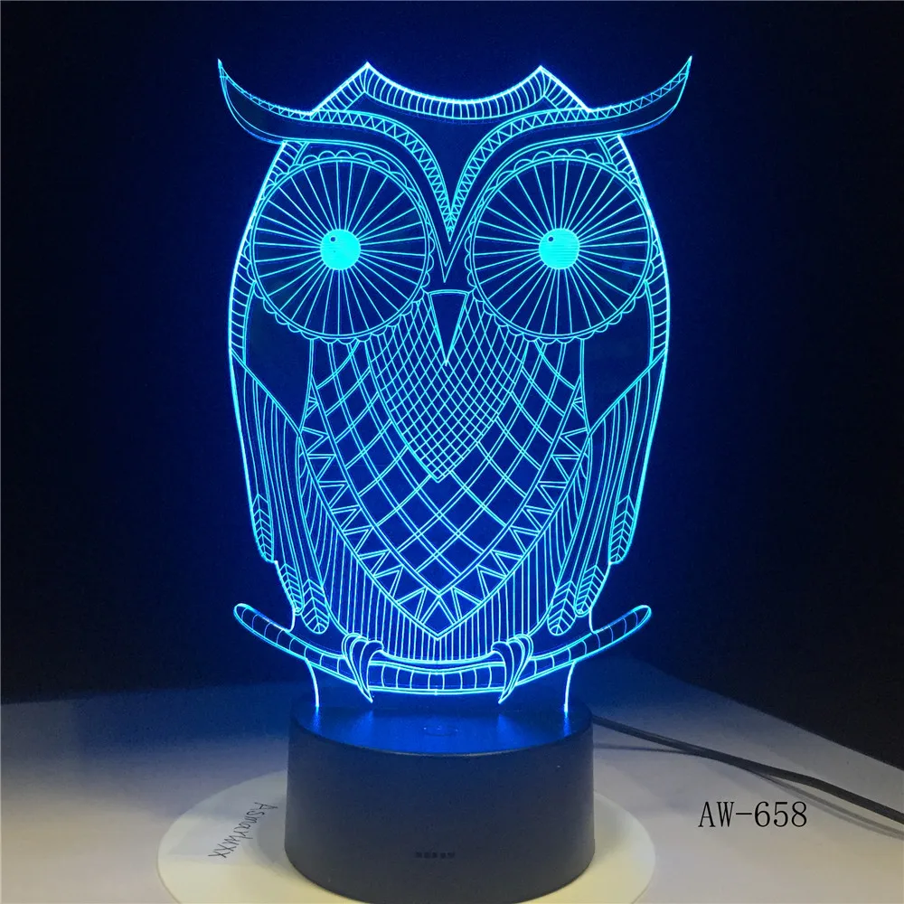 

Kawaii Owl 3D Night Light 7 Colors Change LED Desk Table Lamp Art Home Child Bedroom Sleeping Decor Holiday Party Gifts AW-658