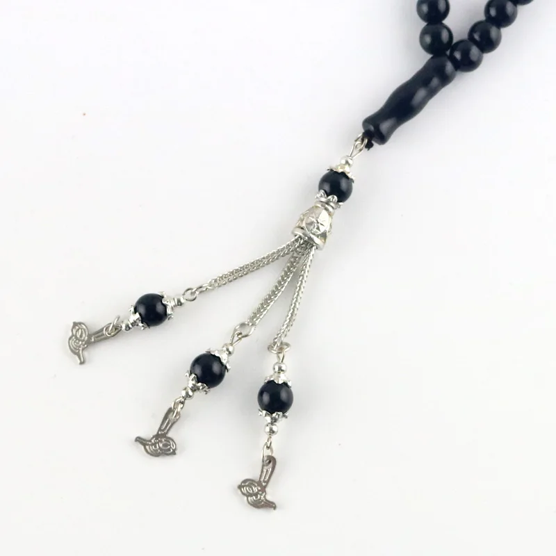 8 мм браслет из бисера черный мусульманский Tesbih Tasbih молитвенные бусины 99 бусин