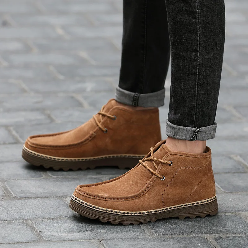 Boots Male Increase Down Will Wharf Layer Skin Man Cotton-padded Shoes Short England High Help Tide | Обувь