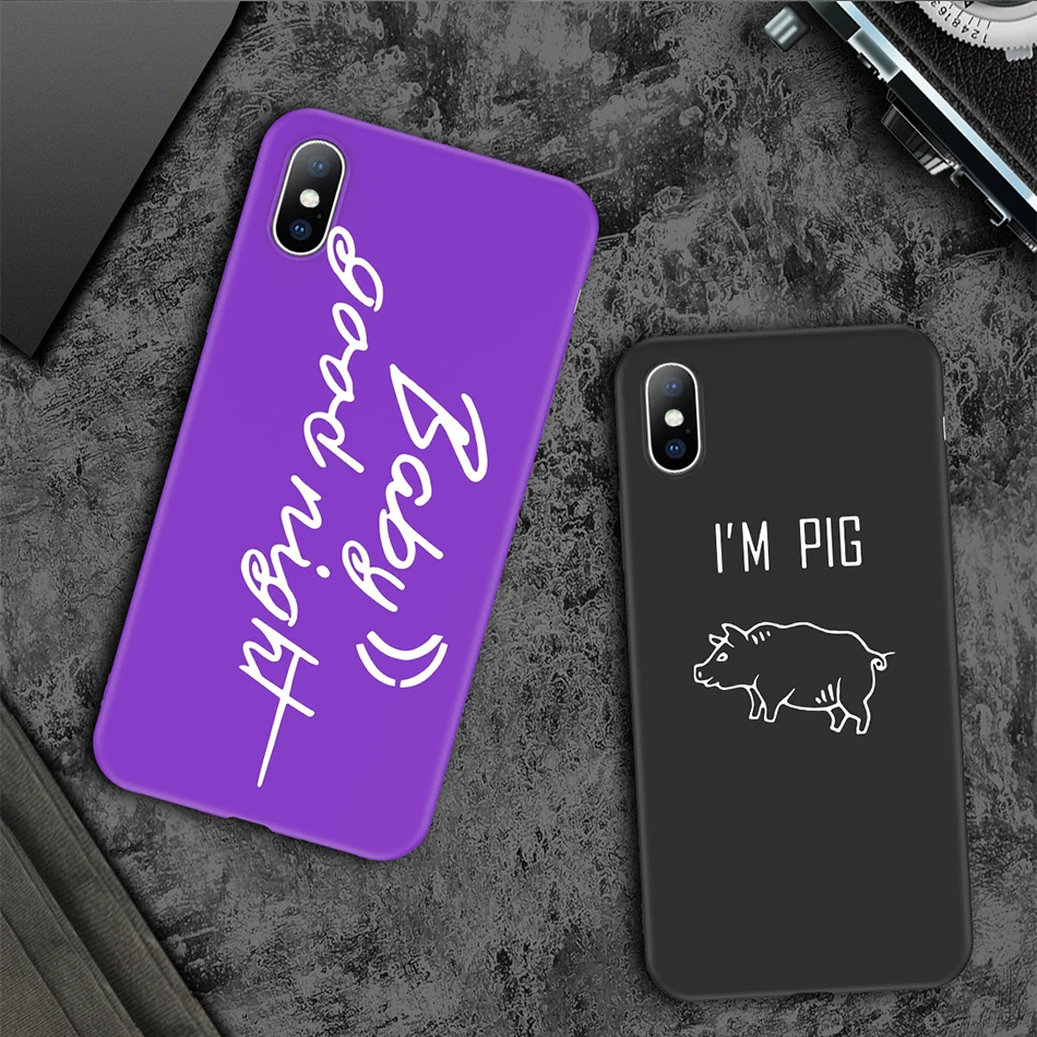Soft Silicone Phone Case For iPhone 5S SE 6 6S 7 8 Plus X Cover PIG case for iphone Xr Xs Max |