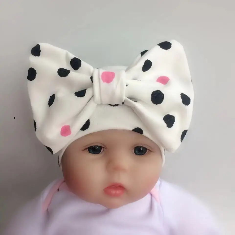 newborn 0-3 months baby girl sweetheart butterfly bow tie cotton hat caps for beanie turban props head wraps | Детская одежда и