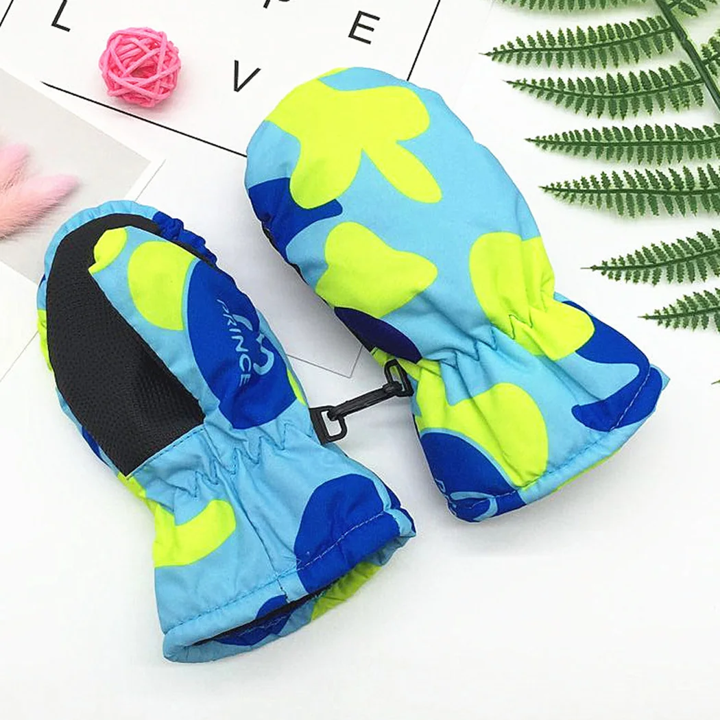 Kids Winter Camouflage Printed Ski Gloves Girls Boys Thicken Cotton Warm Mittens Child Outdoor Snow Waterproof Guantes | Аксессуары для