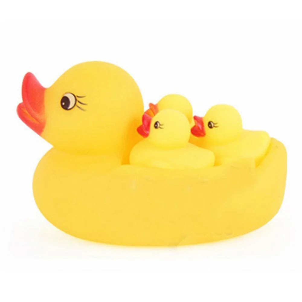 Лидер продаж! 4 Unids желтый резиновые утки Bathtime писклявый ванна для младенцев обувь