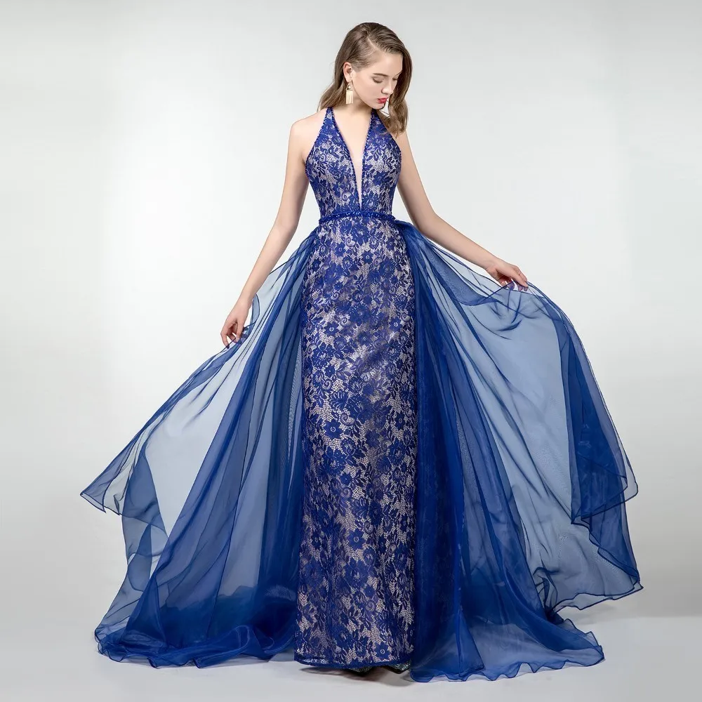 Женское вечернее платье Vivian's Bridal со съемным шлейфом с открытой спинкой и