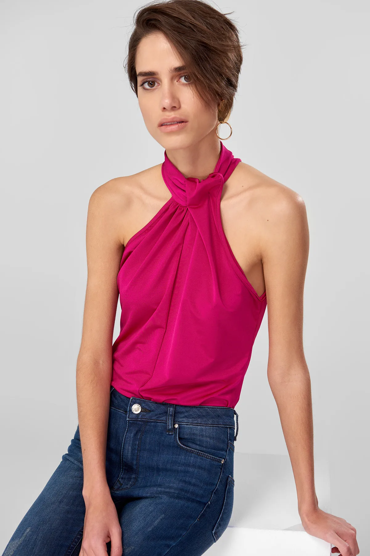 Улучшенный корпус с узлом цвета фуксии Trendyol TOFSS18EK0048| |