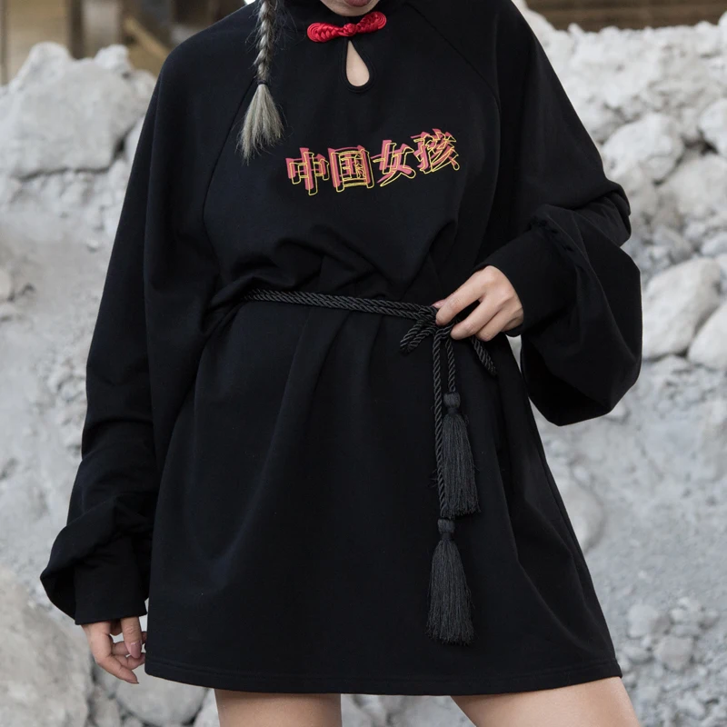 Harajuku в китайском стиле с рукавами фонариками свободные женские толстовки