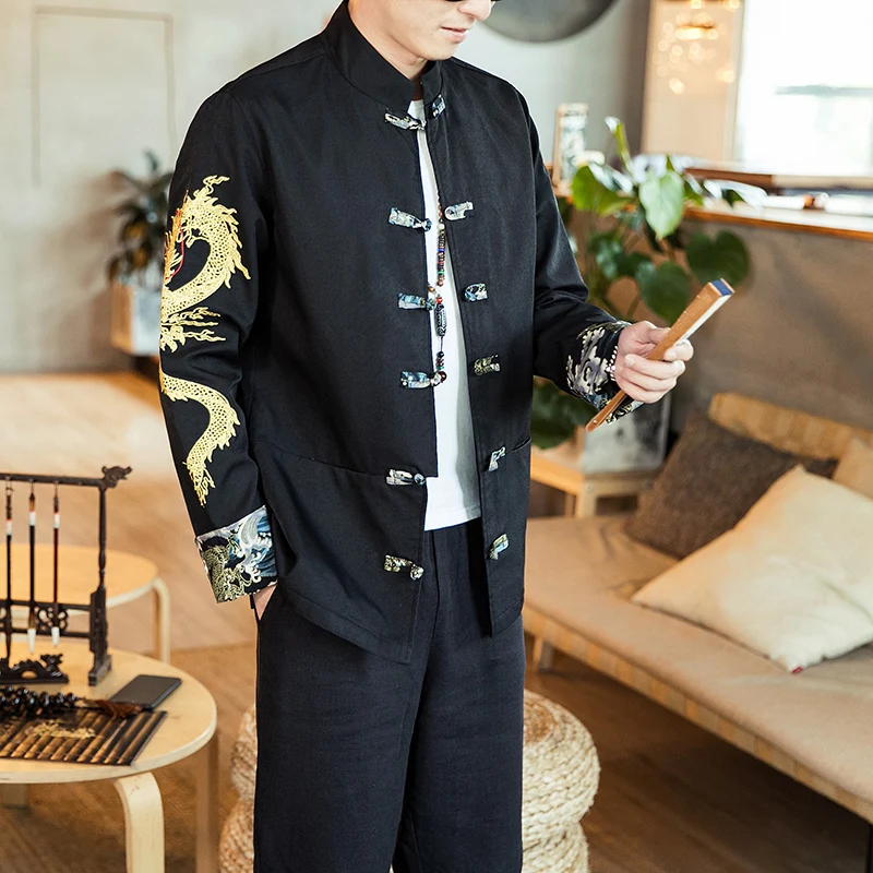 Весенняя мужская куртка в китайском стиле уличная одежда Chaqueta Hombre костюм с