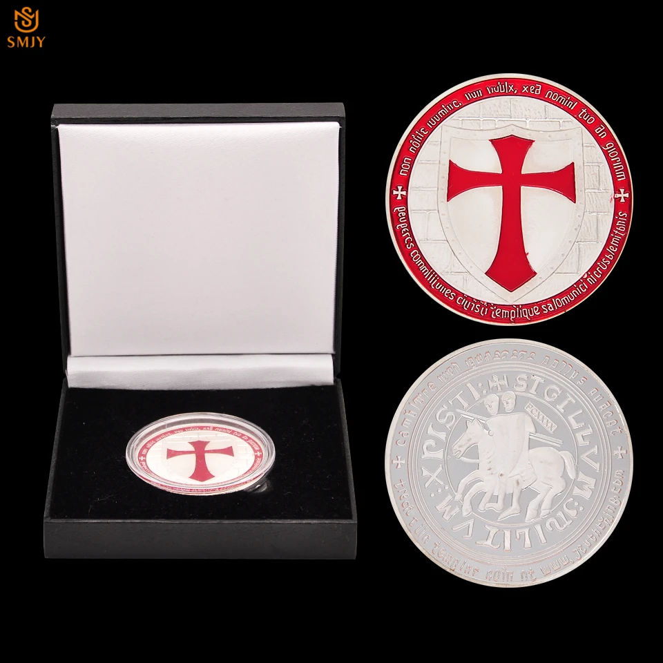 Каменщик Templar Crusaders красный Паладин масонская памятная Посеребренная коллекция