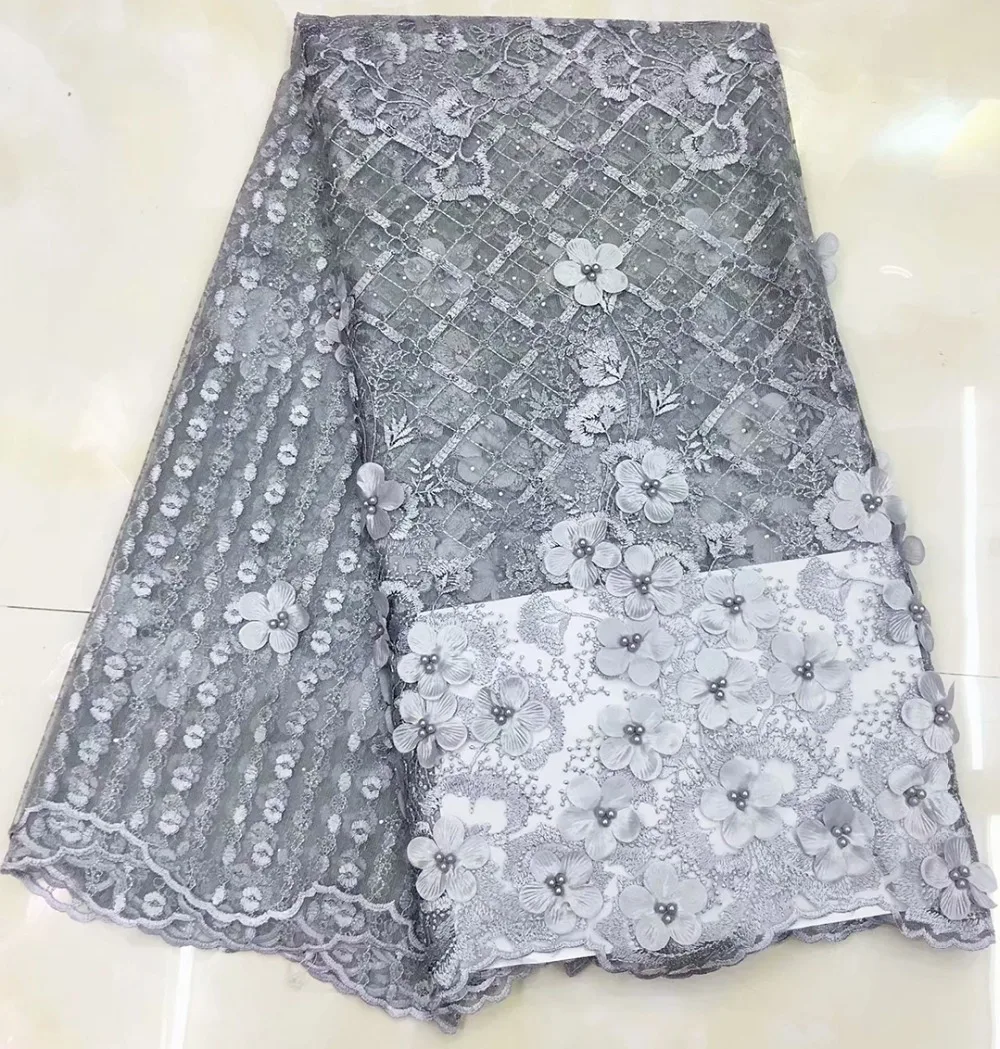 Грация дизайн фиолетовый 3D кружевной ткани высокого качества вышивка бисером