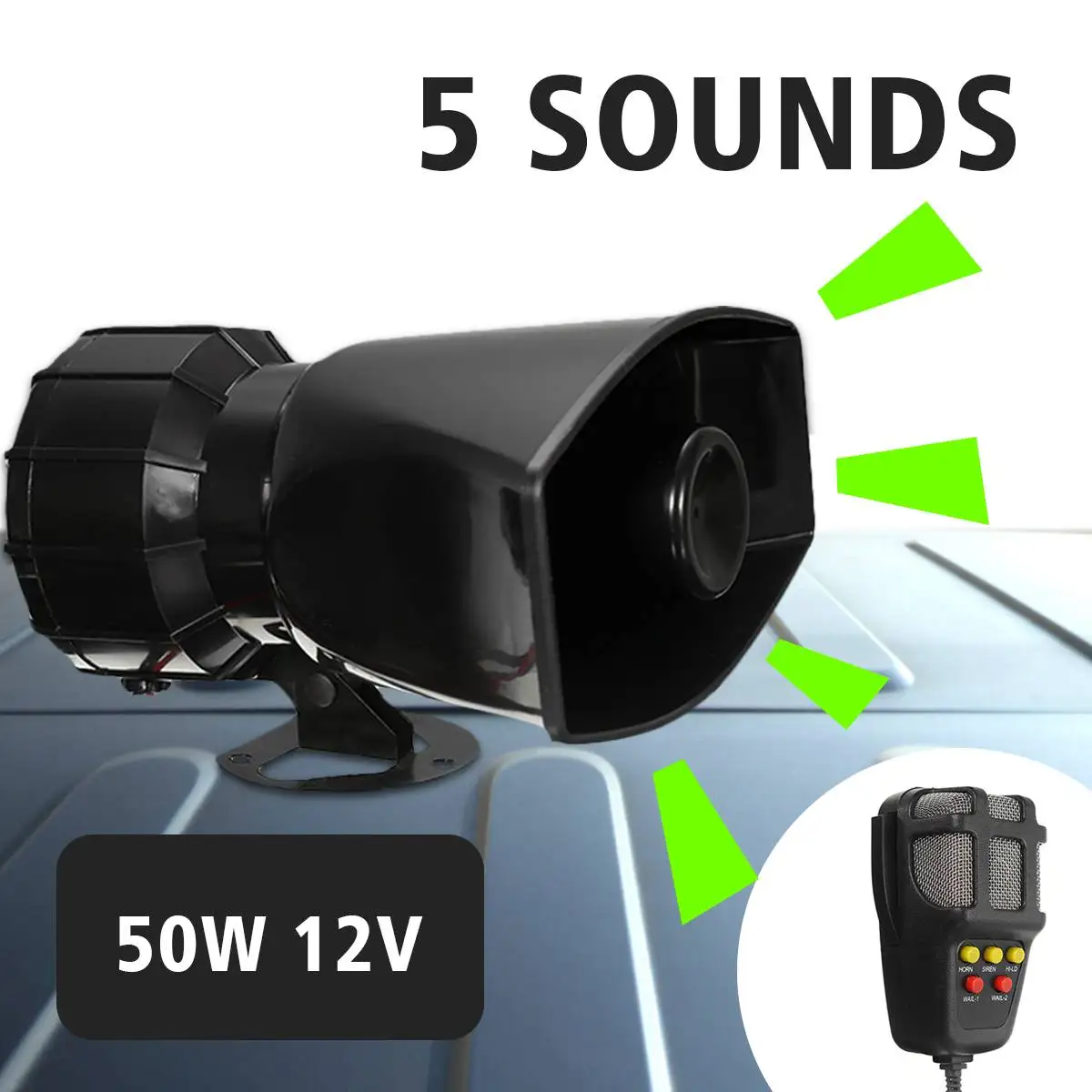 50 W 12 V 5 Звучит мотоциклы автомобиль для Ван Автомобильный громкоговоритель громкий сигнал для велосипеда Рог 105db с микрофоном