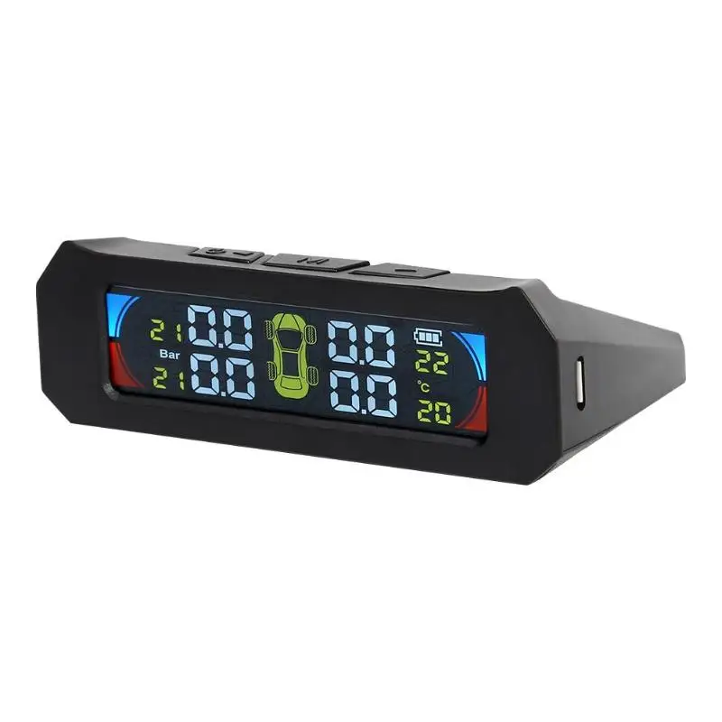 Солнечный цветной ЖК TPMS беспроводная автомобильная система контроля давления в